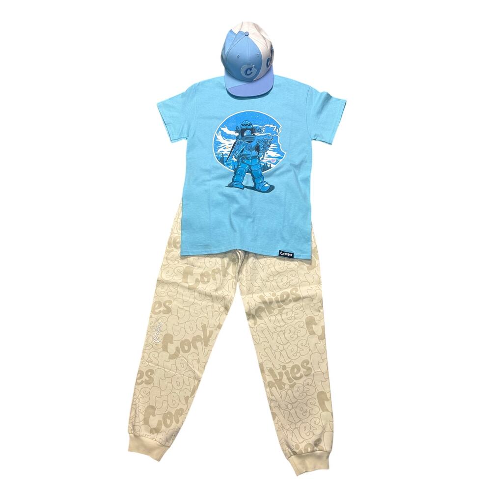 NWT Cookies Men's Small 3-Piece Bundle: T-Shirt, Sweatpants, Hat